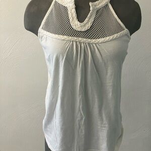 White Halter Neck Mesh Top